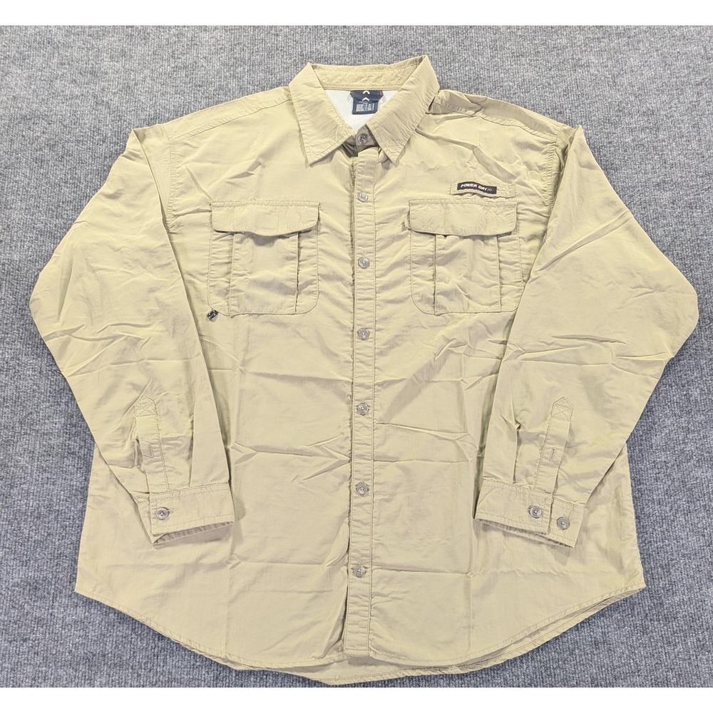 Little Donkey Andy Fishing Shirt Power Dry Long Sleeve Men's Size XL Tan Pockets